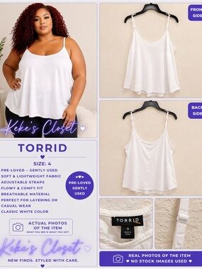 torrid White Spaghetti-Strap Flowy Tank